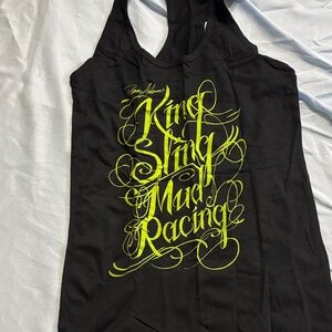 Black Tank Top with Neon Green Print